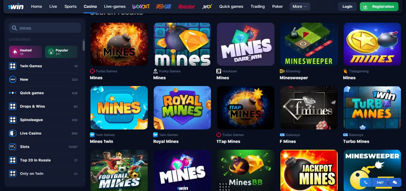 Mines casino game